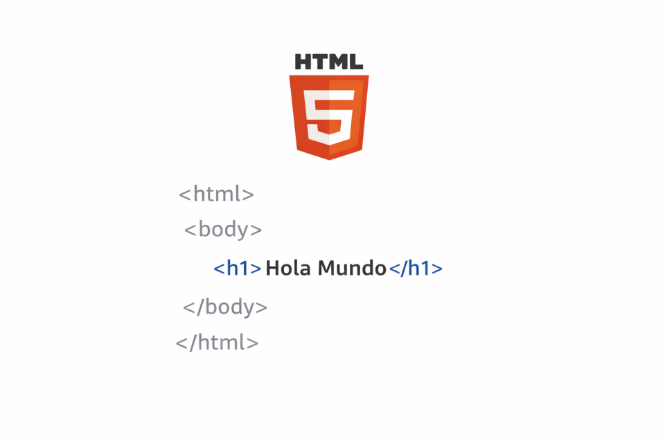 Ejemplo de código HTML5 con la etiqueta h1 Hola Mundo